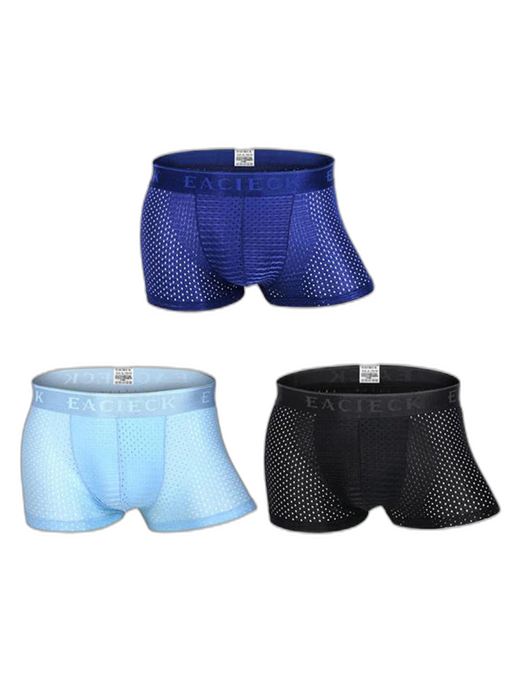 3Pcs Men's Mesh Thin Ice Silk Underwear