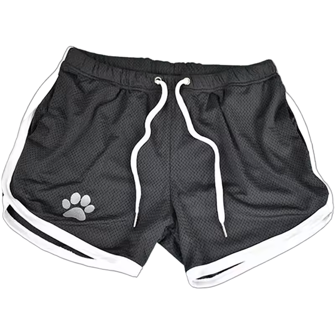 Paw print Mesh Shorts Black/White