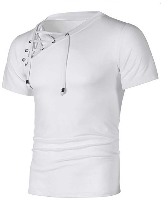 Men's Hollow Asymmetrical Solid Color T-Shirt