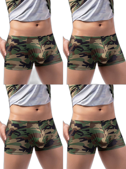 4-pack Men's Low-rise U-pouch Camouflage Boxer Briefs