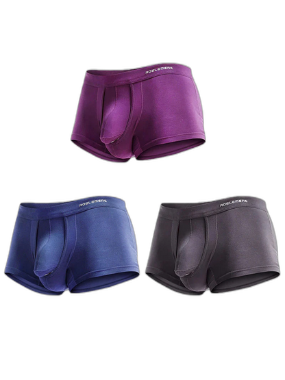 3 Pack Men's Double Pouch Underwear Separate Pouch Modal Trunks