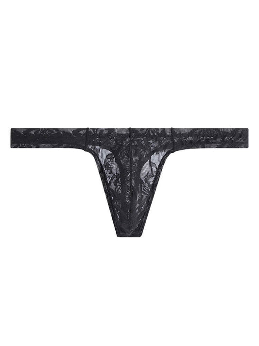 Men's Sexy Sheer Lace-Patterned Stretch Thong