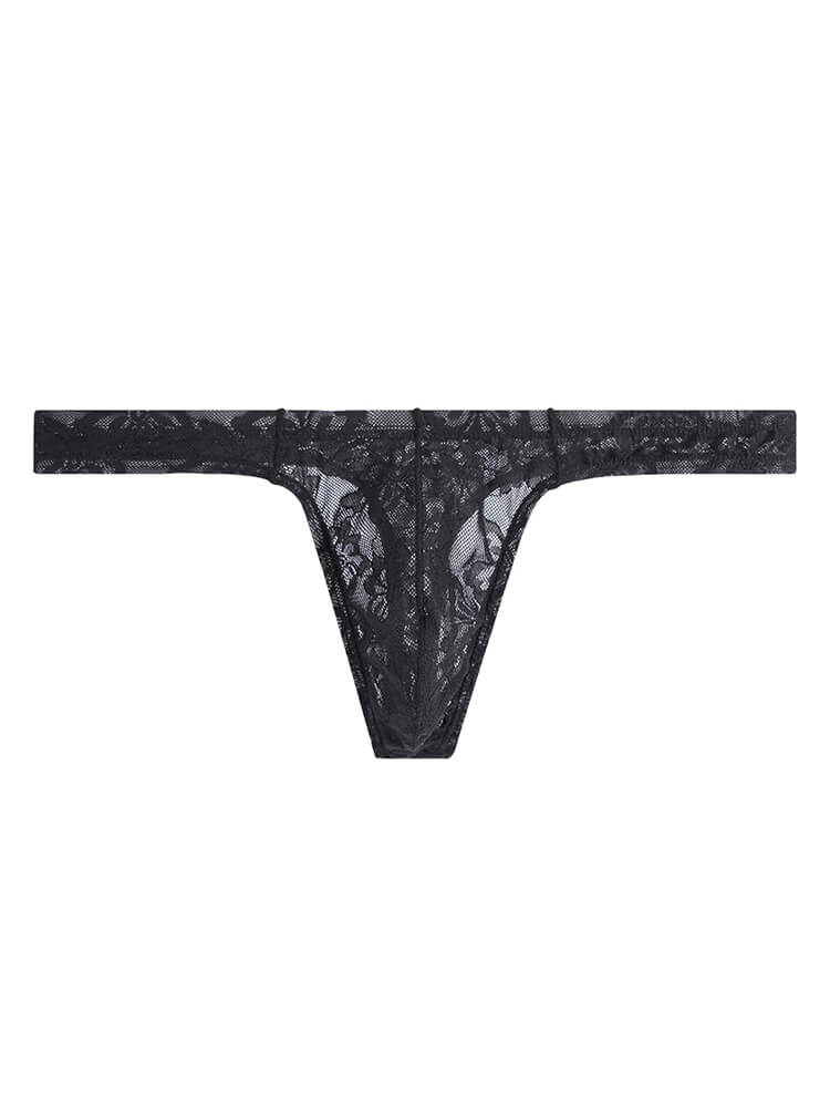 Men's Sexy Sheer Lace-Patterned Stretch Thong