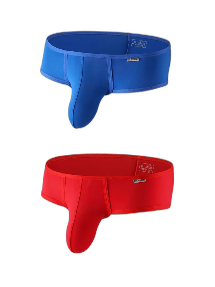 2 Pack Men's 3D Pouch Low-Rise Slim-Fit Trunks
