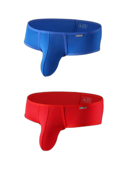 2 Pack Men's 3D Pouch Low-Rise Slim-Fit Trunks