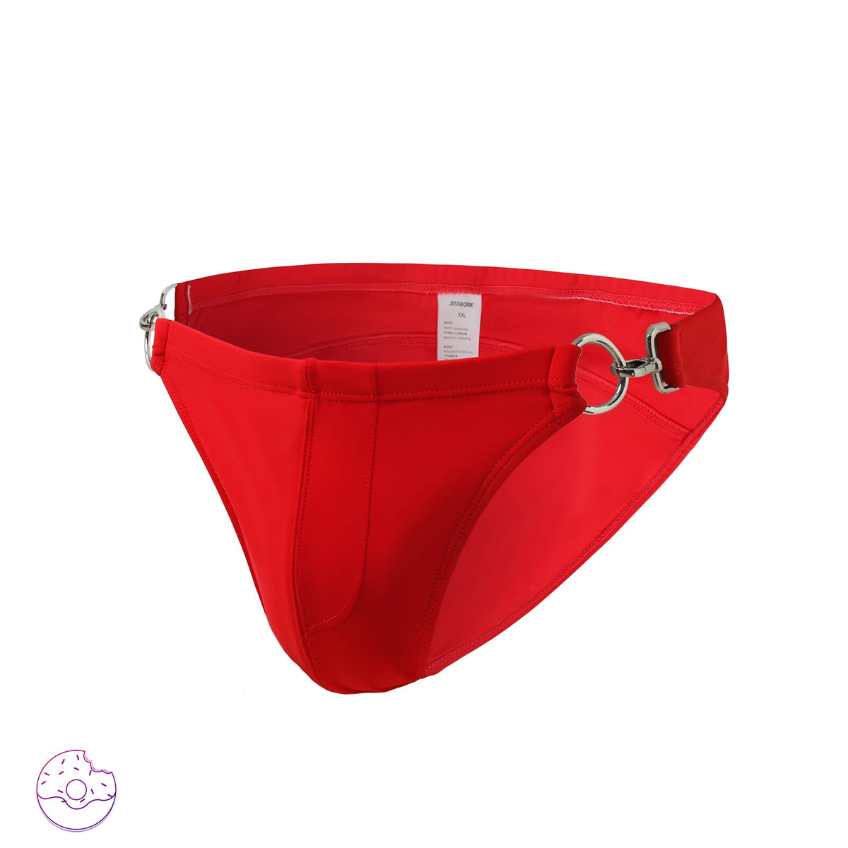 Men's Solid Color Metal Double Buckle Swim Bikini
