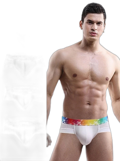 4 Pack Breathable Modal Colored Belt Briefs-rainbow pride underwear