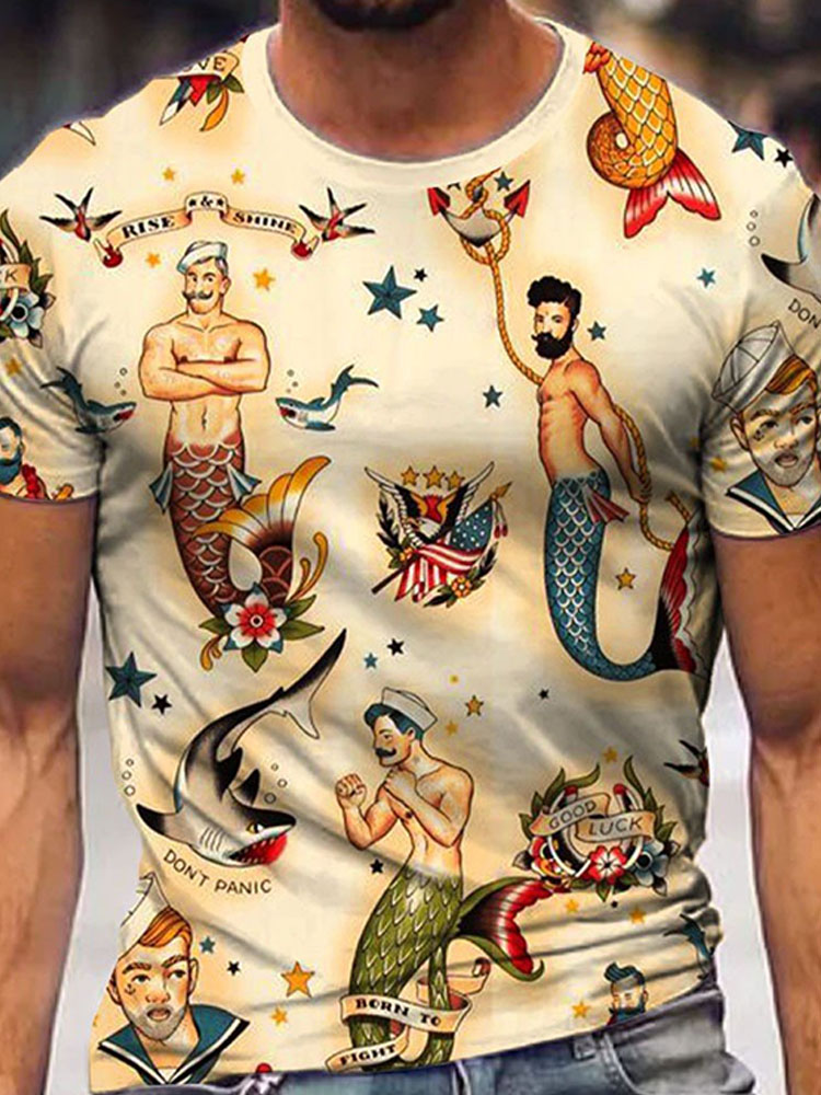 Men's 3D Digital Printing Sports T-shirt