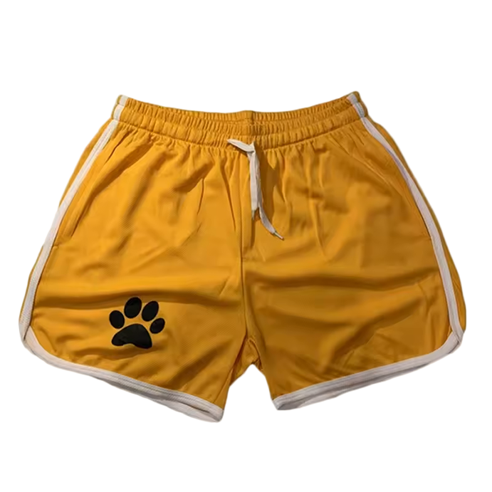 Paw print Mesh Shorts Yellow/White