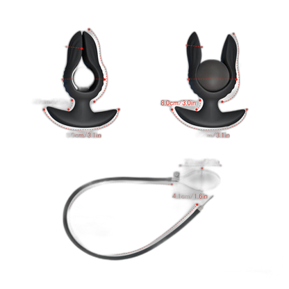 Petal - Inflatable Vibrating Butt Plug - Black Anal Dilator