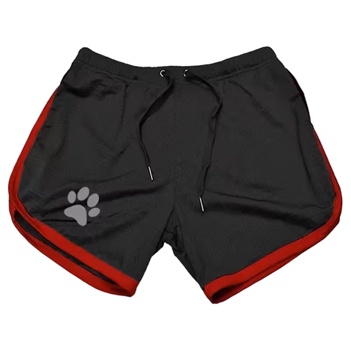 Paw print Mesh Shorts Black/Red