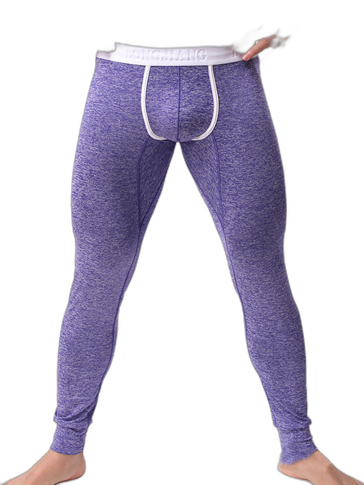 Men's U-Convex Pouch Sexy Base Layer Warm Pants Sleep Pants