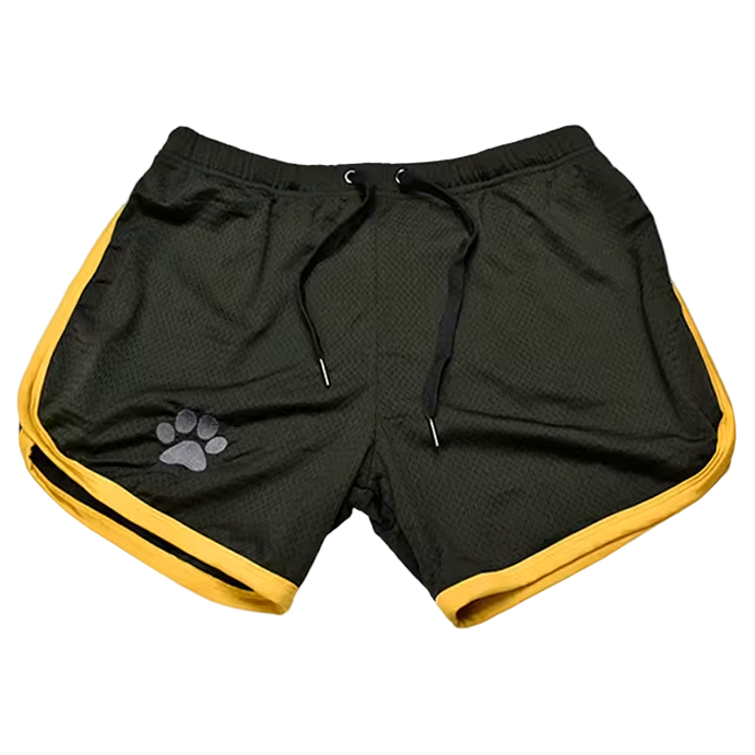 Paw print Mesh Shorts Black/Yellow