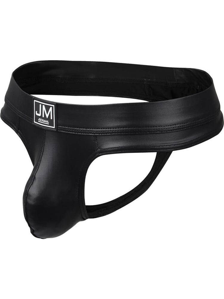 Men's Sexy Leather Butt-Lifting Large Pouch Thong