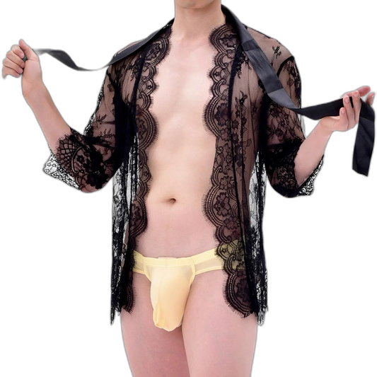 Lace Dreamer Short Floral Male Kimono