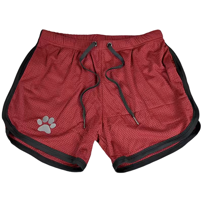Paw print Mesh Shorts Red/Black