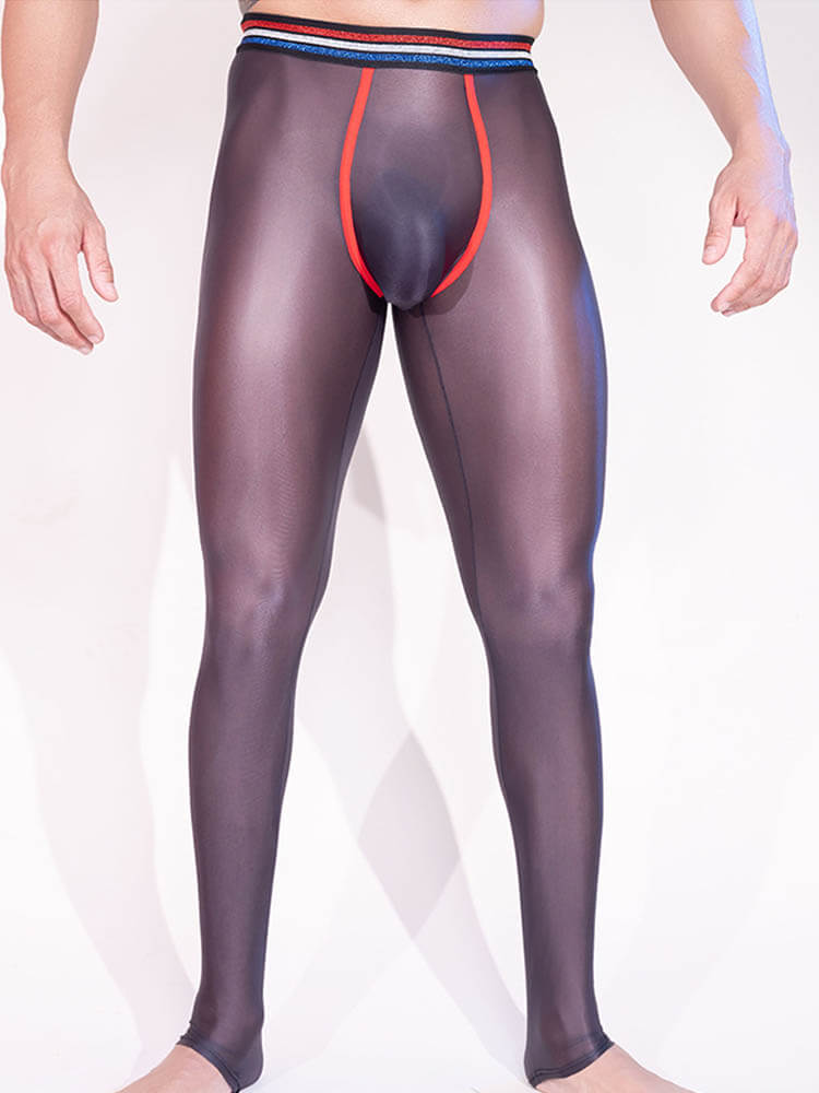 Men's Thin See-Through Silky U-Convex Pouch Pants