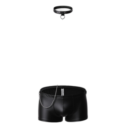 Leather Boxer Briefs with Collar & Leash Set