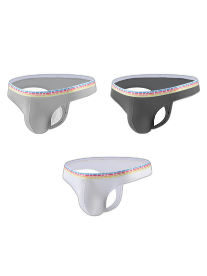 3 Pack Men's Ice Silk Middle-Rise Summer Thongs