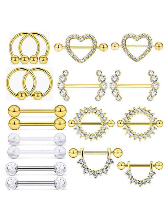 Fashion Nipple Tongue Stainless Steel Zircon Piercing Set