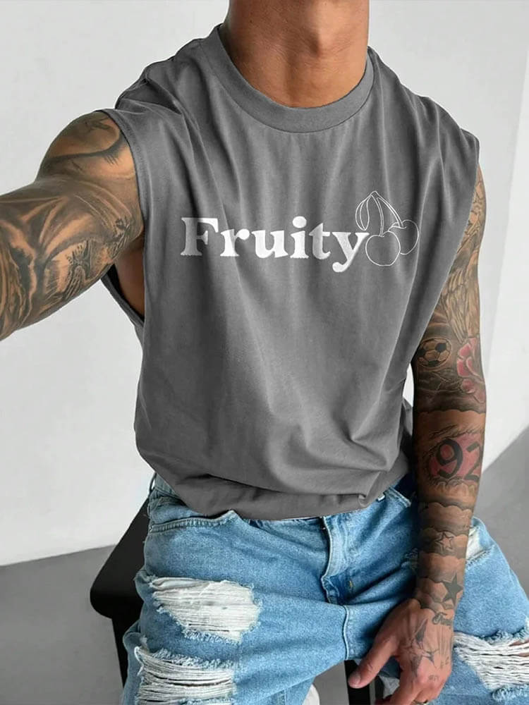 Men's LGBT Pride Fruit Print Wide Shoulder Vest