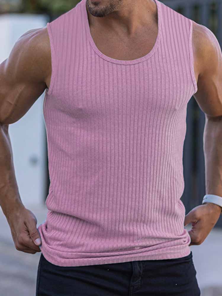 Summer Knitted Sleeveless Wide Shoulder Tank Tops