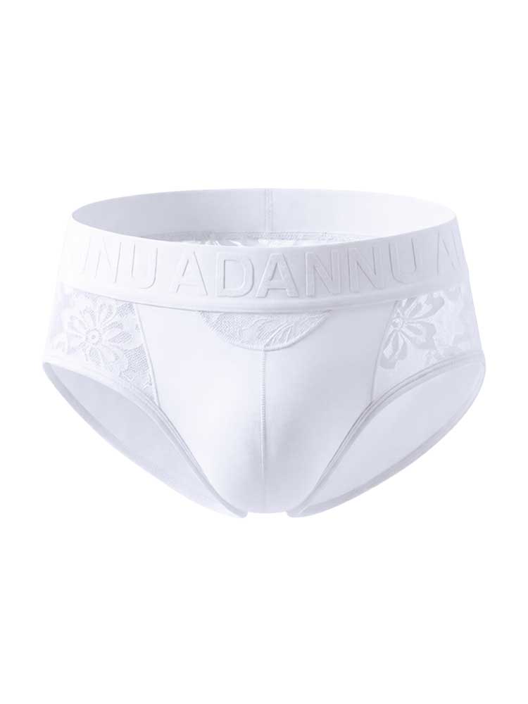 Men's Sexy Solid-Color Cutout Lace Modal Briefs