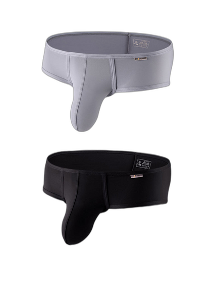 2 Pack Men's Low-Rise Contoured Pouch Stretch Fit Sporty Cut Trunks