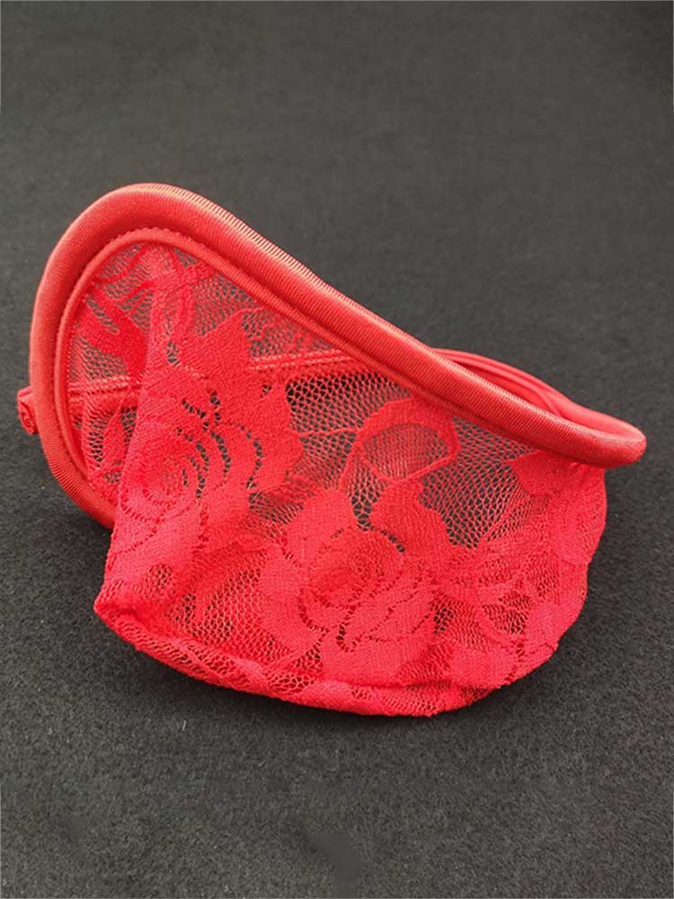 Men's Sexy See-through Lace C-String Backless Thong