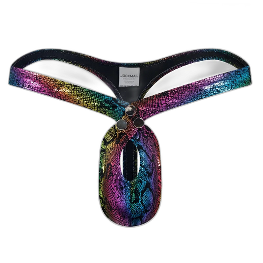 Jockmail Snake-Print Thong Bikini