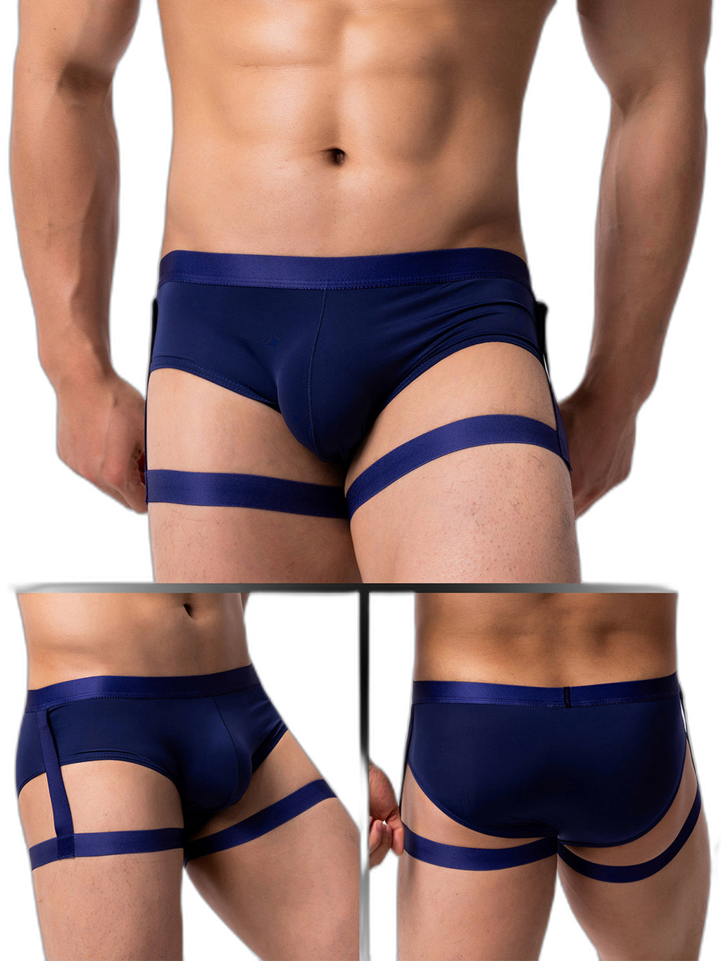 Men’s Sexy Solid Color Suspender Briefs