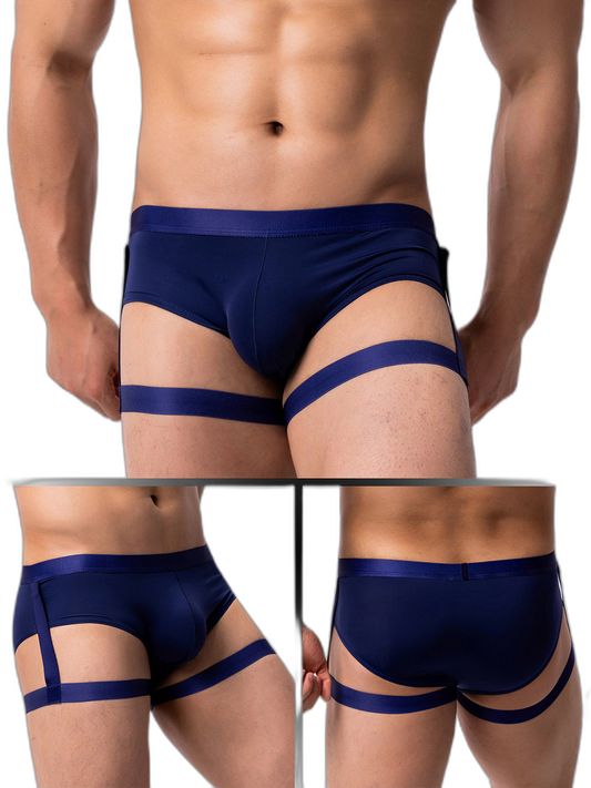 Men’s Sexy Solid Color Suspender Briefs