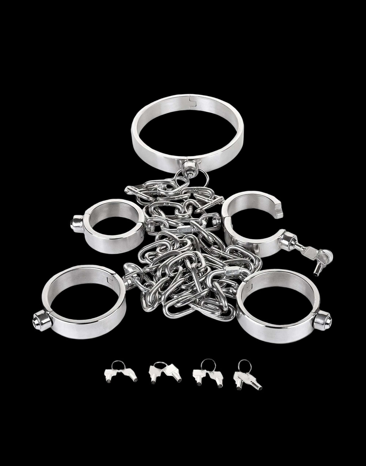 Stainless Steel Neck, Wrist, and Ankle Restraints (Push-Button Lock)