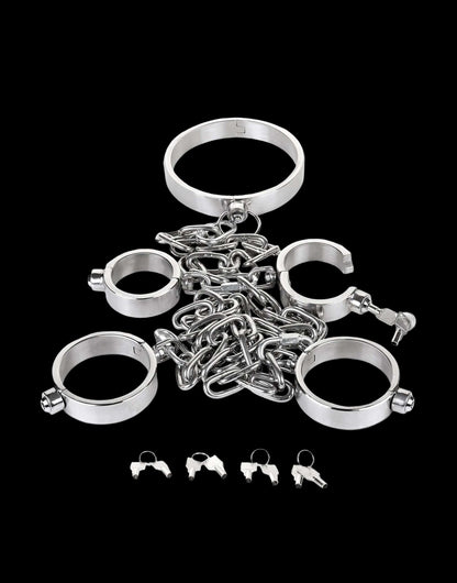 Stainless Steel Neck, Wrist, and Ankle Restraints (Push-Button Lock)
