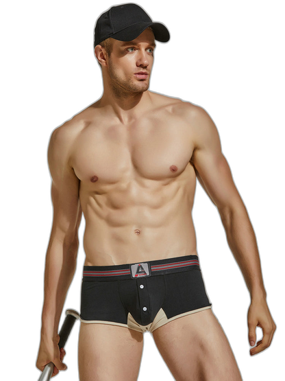 Men's Spliced Color Trunks With Button Fly