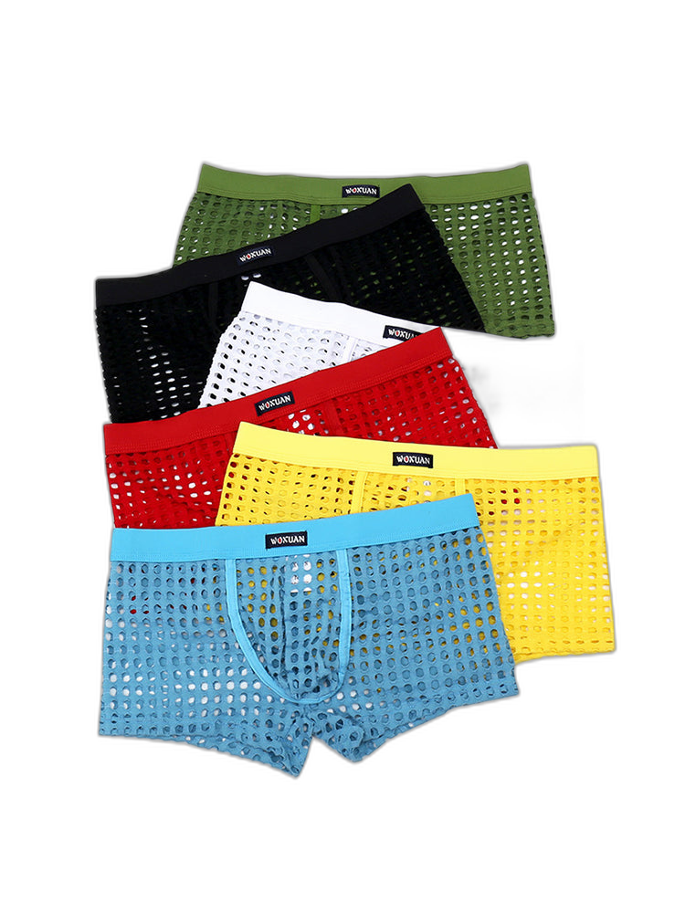 2 Pack Men's Hollow Mesh Sexy Trendy Moisture-Wicking Trunks
