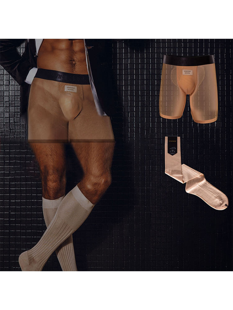Men's Sexy Mid-Waist See-Through Mesh Boxer Briefs