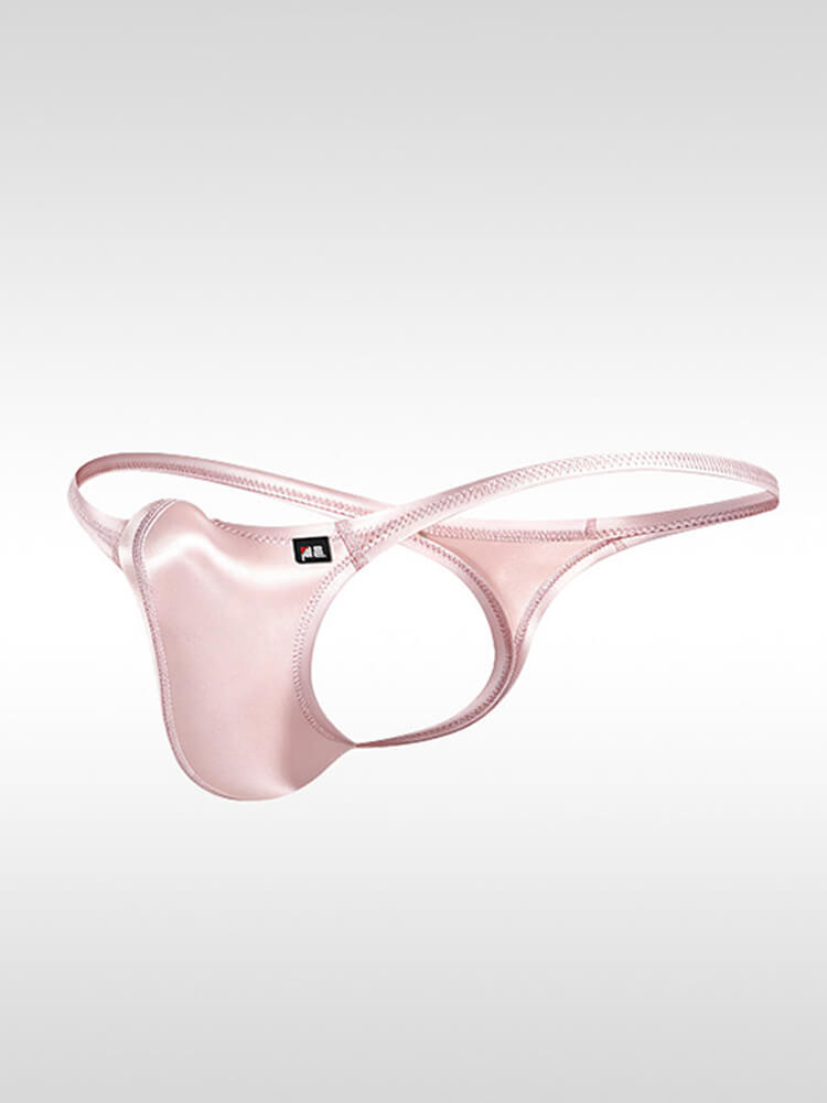 Men's Sexy Uplift Pouch Satin-Finish Bikini Thong