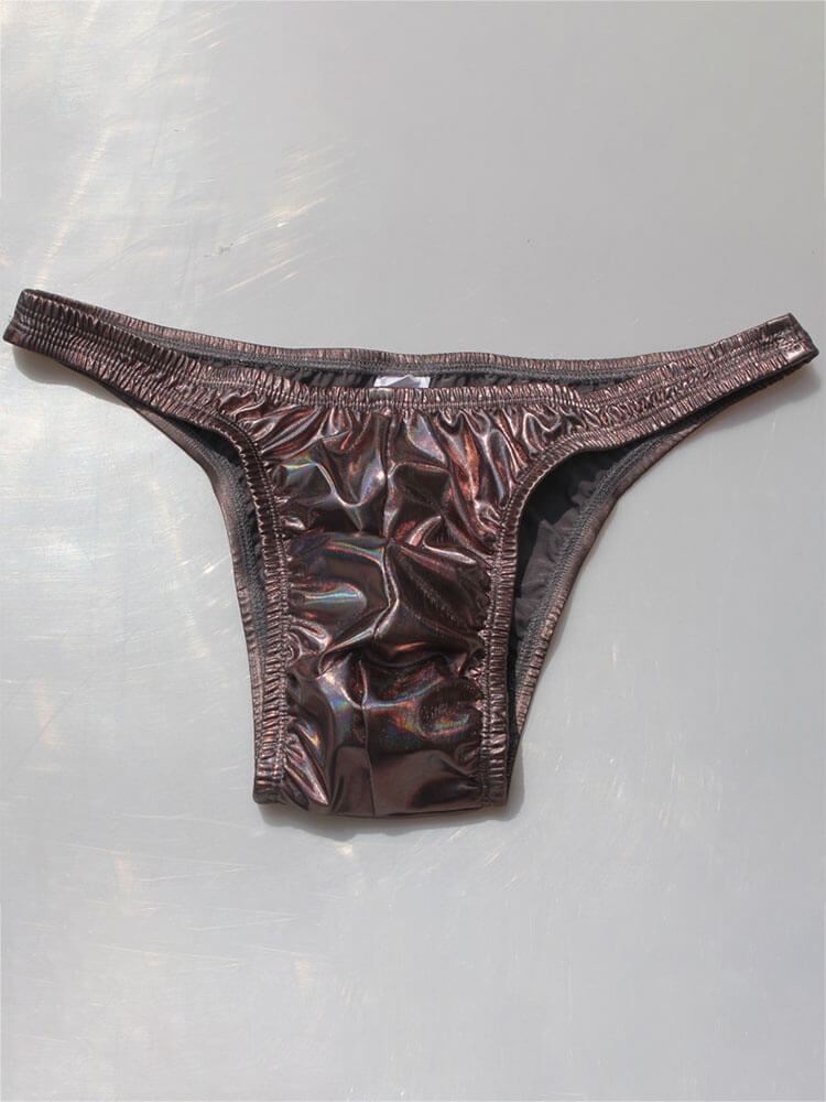 Men's Solid-Color Glossy Bodybuilding Briefs