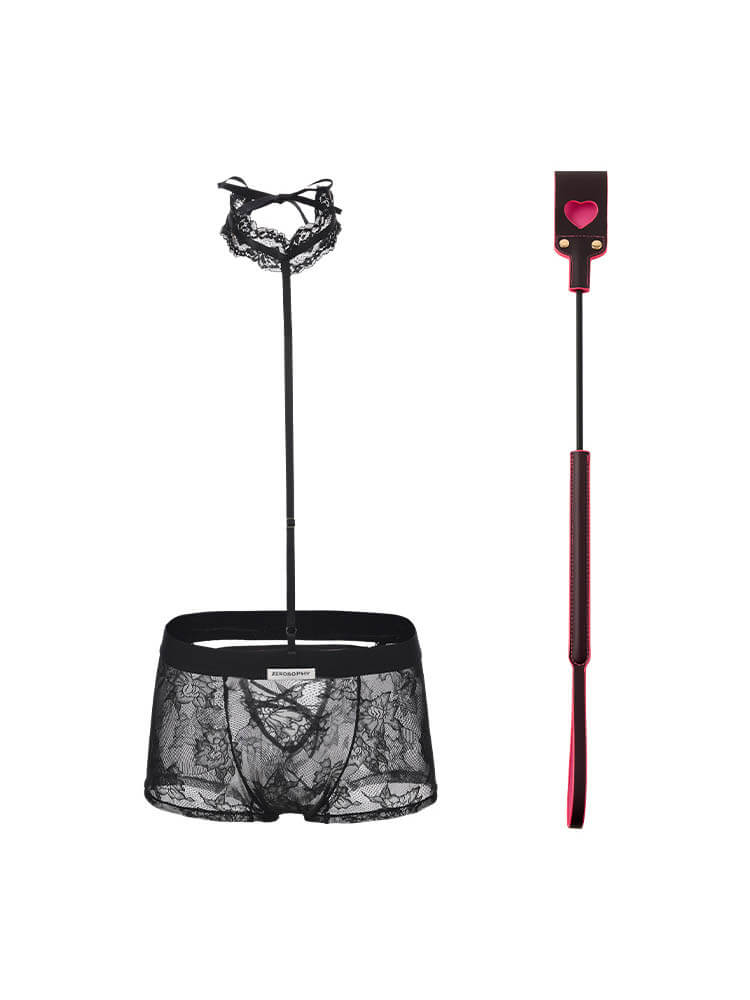 Men's Sexy See-Through Lace Halter-Neck Boxer Briefs