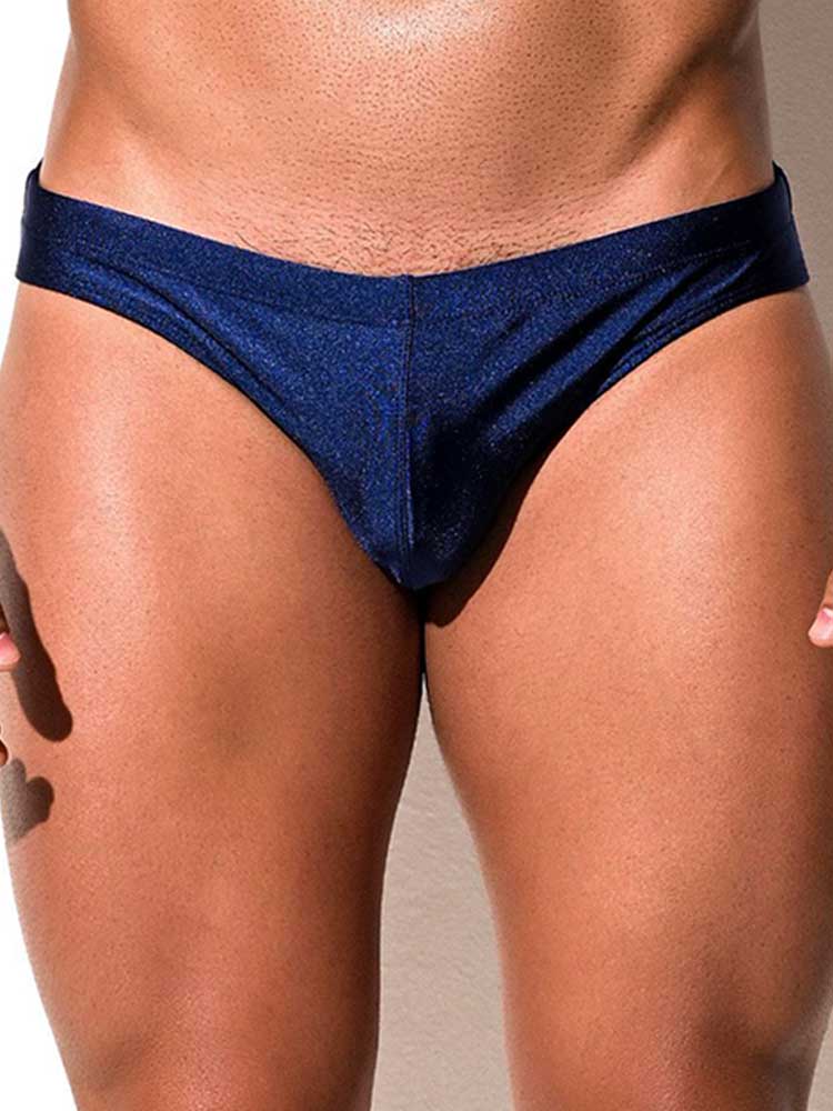 Men's Sexy Stretch Solid-Color Glossy Swim Briefs