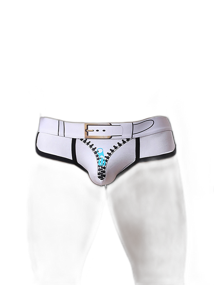 Zipper Belt Printed Cotton Pouch Briefs
