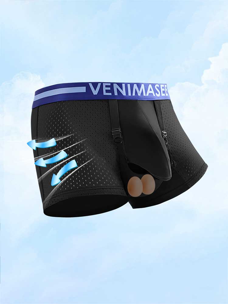Men's Adjustable Scrotal Support Mesh Boxer Briefs