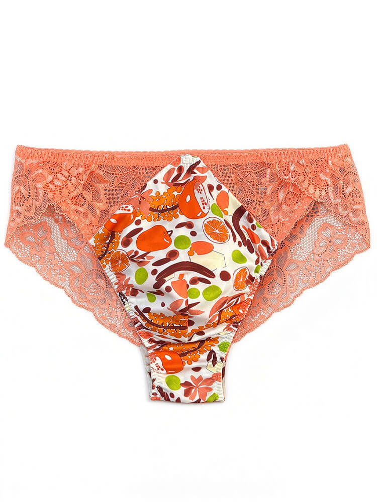 Men’s Sexy Lace Ruffles Mulberry Silk Briefs