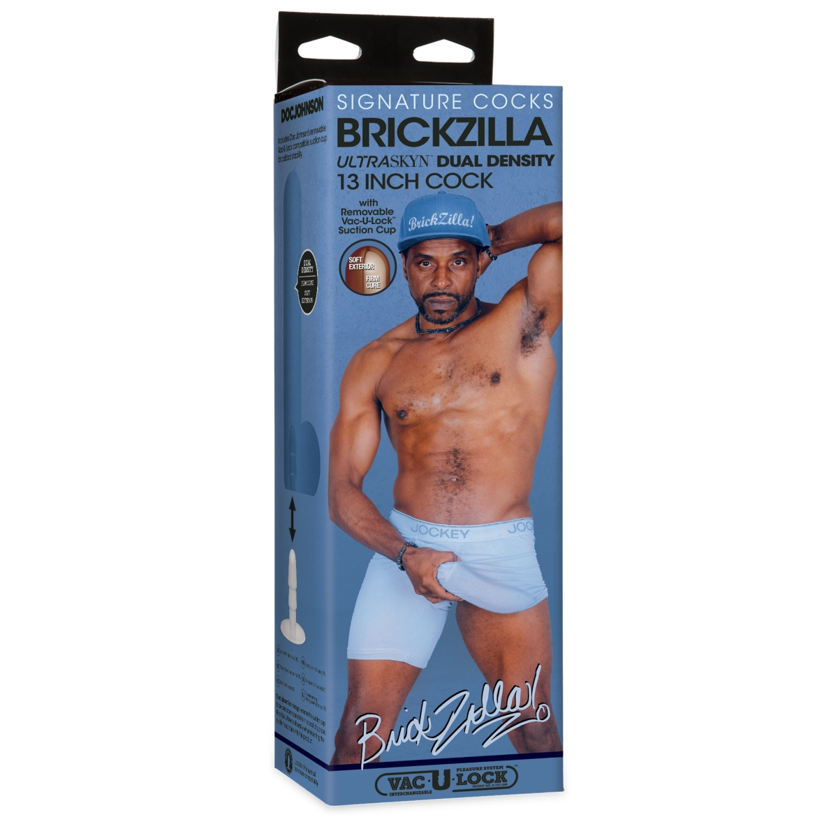 Signature Cocks Brickzilla 13Inch Ultraskyn Cock with Removable Vac U Lock Suction Cup Chocolate