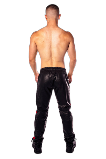 Prowler RED Leather Trackies Black/Red Stripe