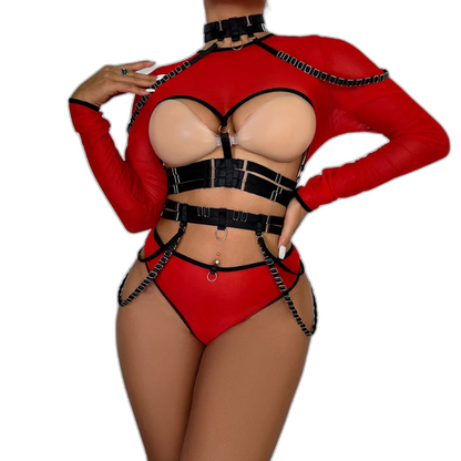 Unsubtle Temptress Bondage Bodysuit Set