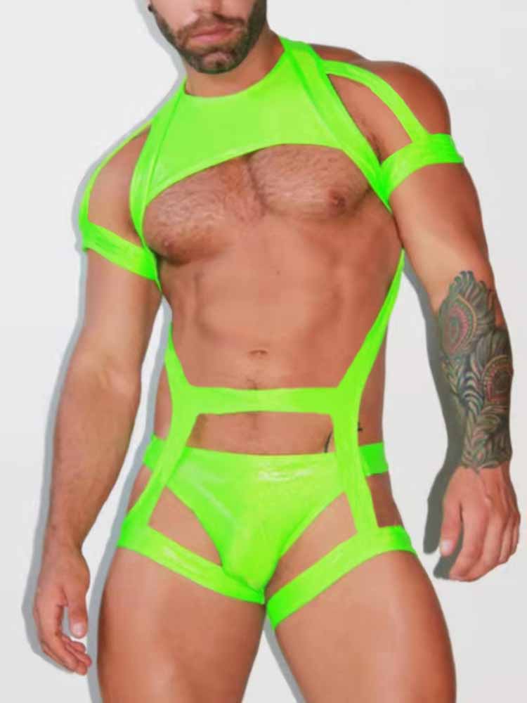 Men's One-piece Chest Strap Leg Loop Briefs Set