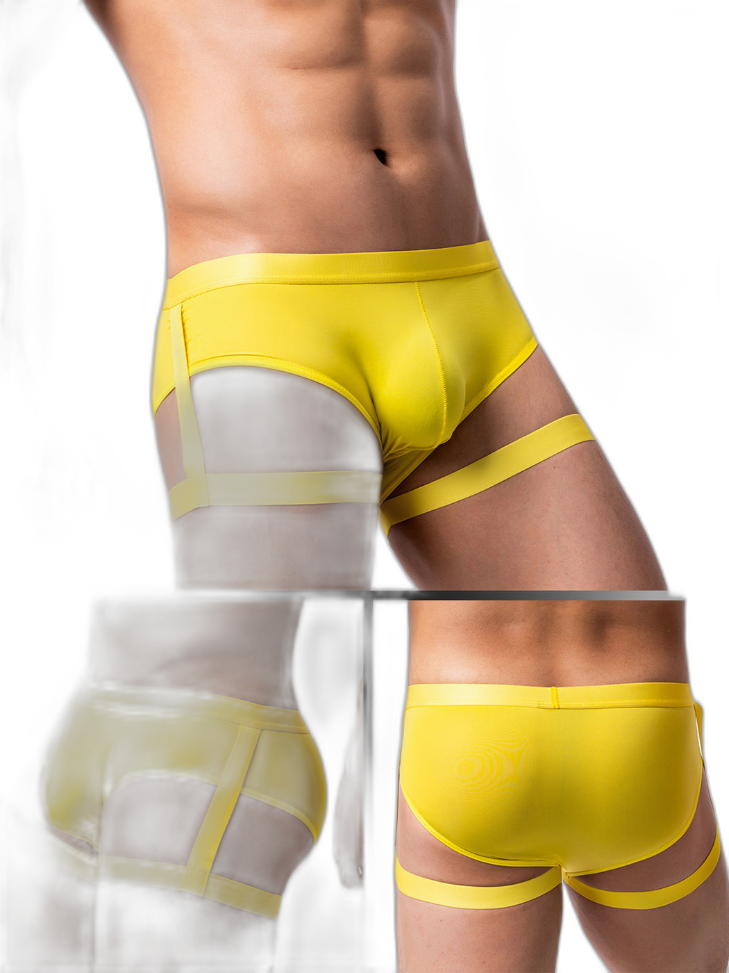 Men’s Sexy Solid Color Suspender Briefs