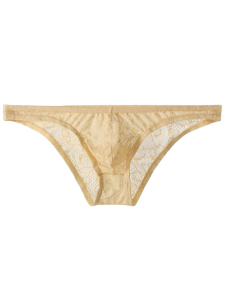 Men's Sexy Breathable Pouch Low-Rise Lace Briefs